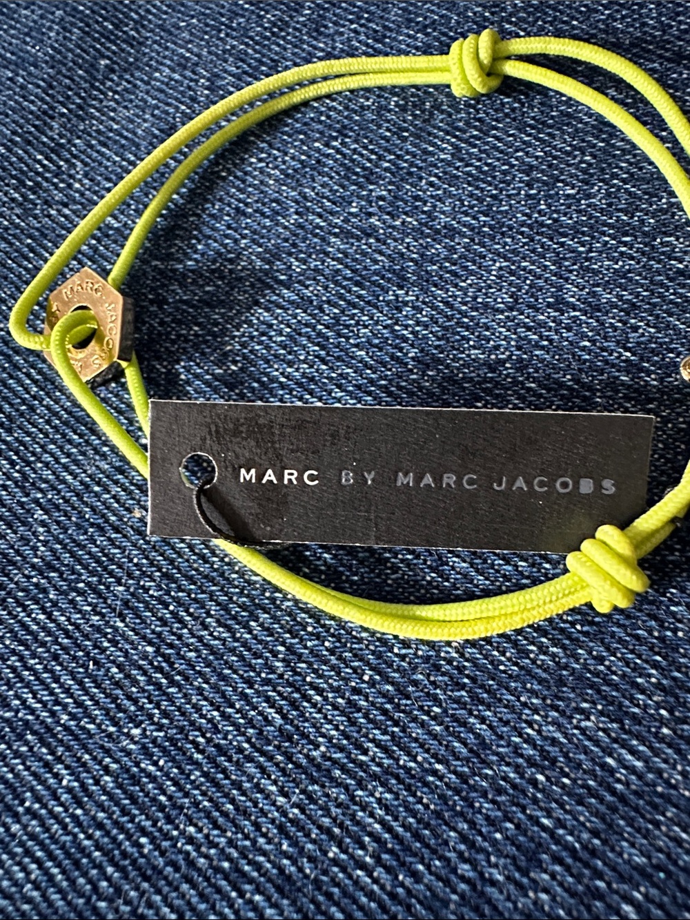 Marc by Marc Jacobs Neon Lime Cord Bracelet with Gold Charm